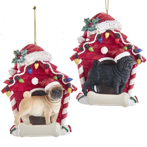 Pug dog house ornament - pug,