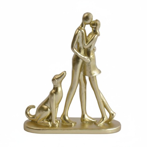 Couple and dog - and, statue